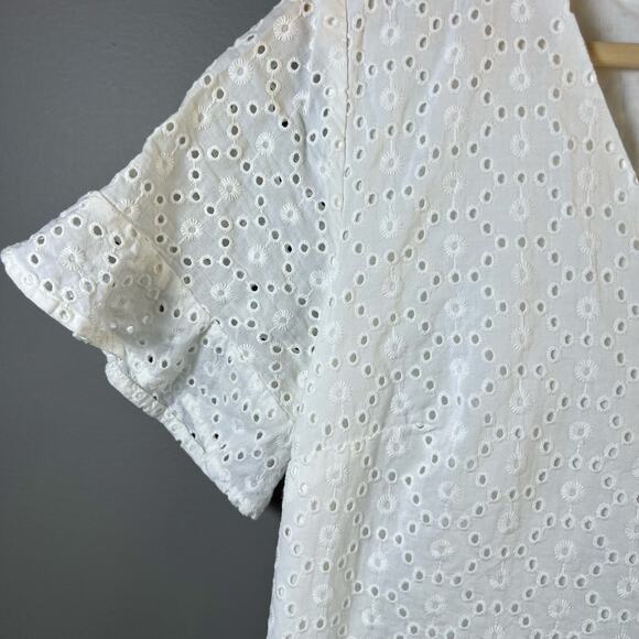 Loft White Eyelet Shift Dress Size 2P - Picture 5 of 7